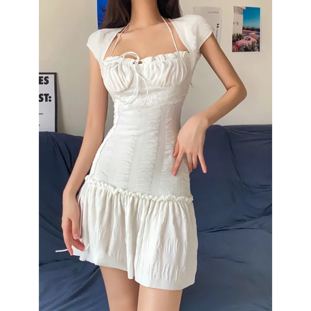 Halter Lace Mini Dress - All Dresses - mini dress - 1