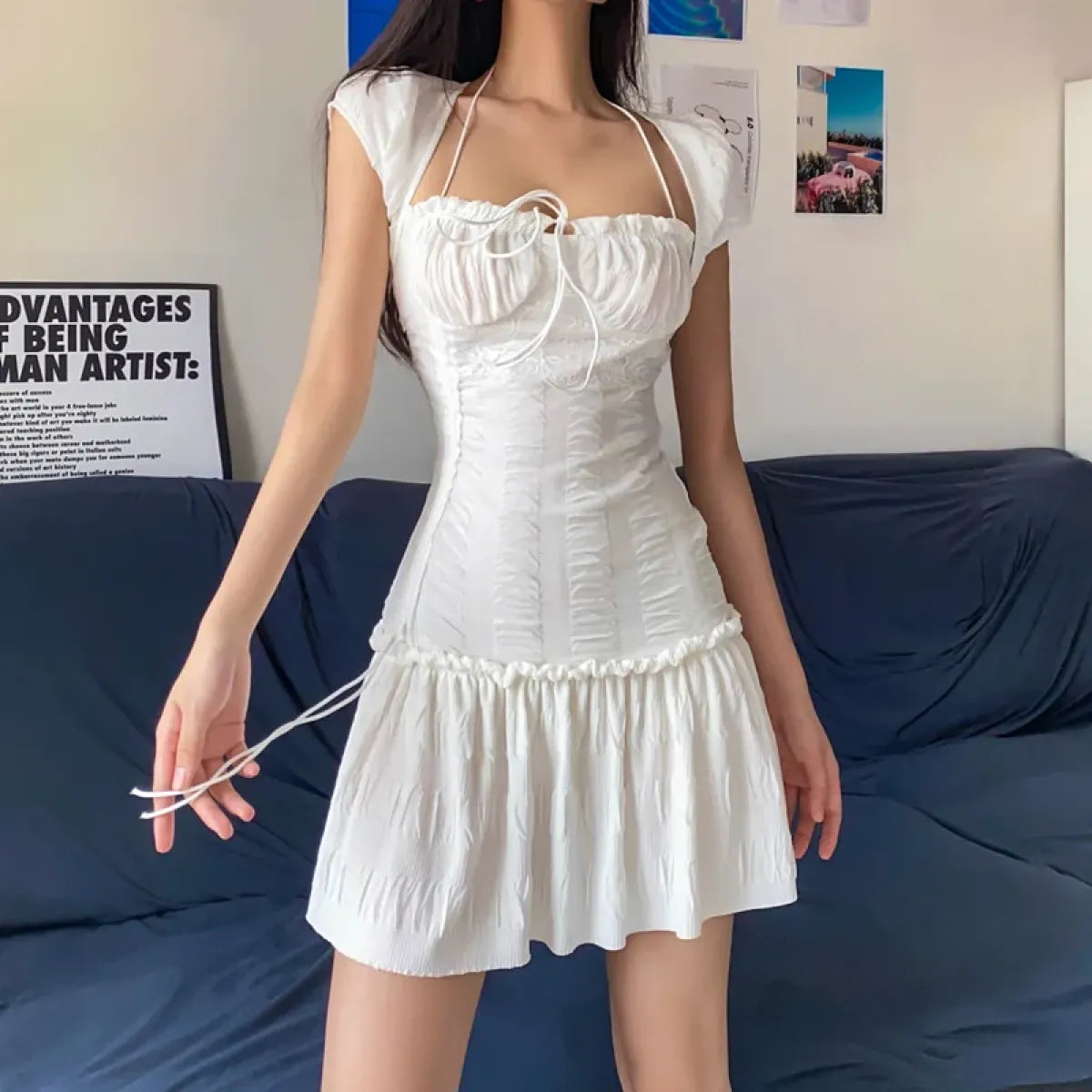 Halter Lace Mini Dress - All Dresses - mini dress - 10