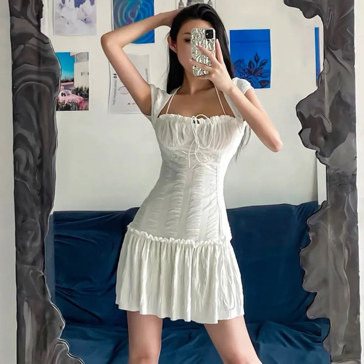 Halter Lace Mini Dress - All Dresses - mini dress - 9