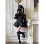 Bow Lace Patchwork Gothic Two-Piece Set - Harajuku Style - Sets / Co-ords - 5