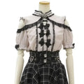 Kawaii Lace Patchwork Blouse – Y2K Off Shoulder Bow JK Shirt - T-Shirts - Short - Blouses - 6