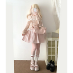 Kawaii Lace Patchwork Knit Top – Halter Neck Lolita Sweater - Sweaters - Long - Off-Shoulder - Crop Tops - 20