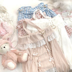 Kawaii Lace Patchwork Knit Top – Halter Neck Lolita Sweater - Sweaters - Long - Off-Shoulder - Crop Tops - 8