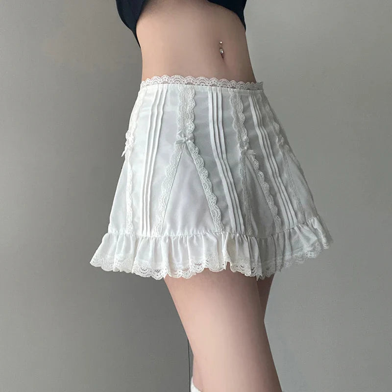 Lace Patchwork Mini Skirt - Aesthetic Fairycore Shorts - Bottoms - Skirts - 3 - 2024