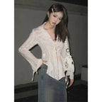 Fairycore Lace Pleated Blouse - Women’s Clothing & Accessories - Shirts & Blouses - 1