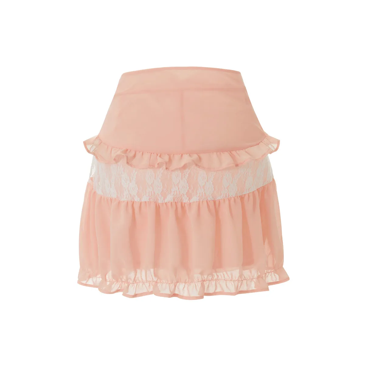 High-Waist Lace Ruffle Mini Skirt - Summer A-Line Patchwork - Bottoms - Skirt - 11
