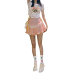 High-Waist Lace Ruffle Mini Skirt - Summer A-Line Patchwork - Bottoms - Skirt - 9