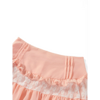 High-Waist Lace Ruffle Mini Skirt - Summer A-Line Patchwork - Bottoms - Skirt - 14