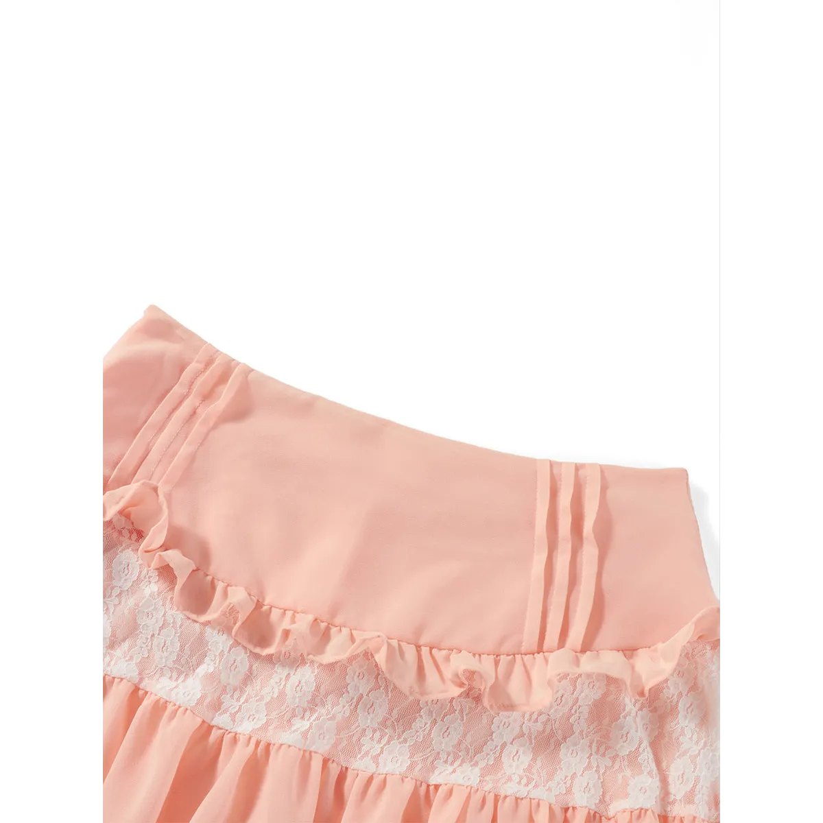 High-Waist Lace Ruffle Mini Skirt - Summer A-Line Patchwork - Bottoms - Skirt - 14
