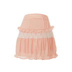 High-Waist Lace Ruffle Mini Skirt - Summer A-Line Patchwork - Bottoms - Skirt - 13