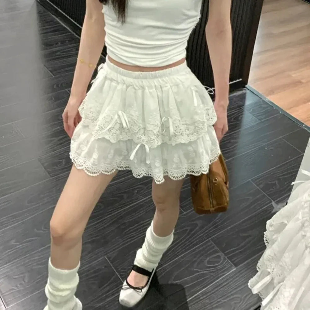 Kawaii Lace Ruffle Mini Skirt - Bottoms - Skirts - 1
