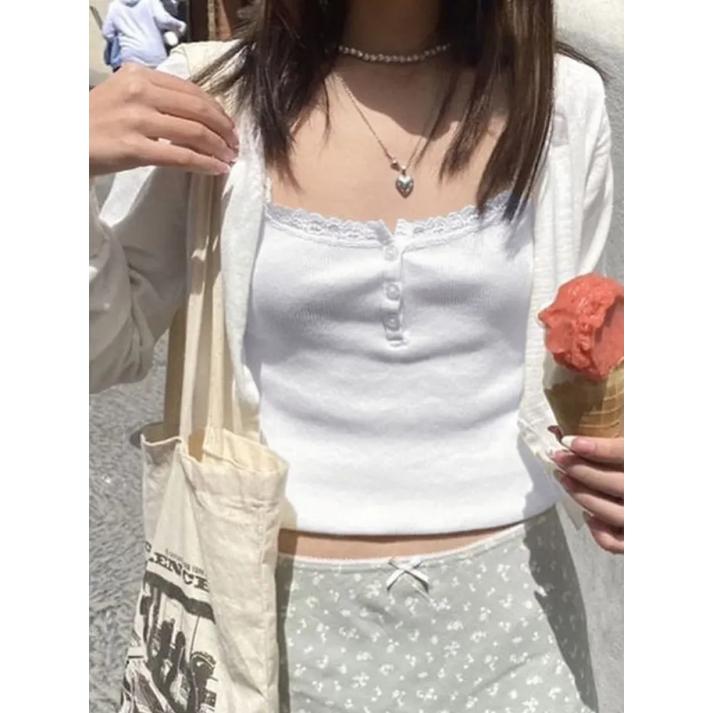 Fairy Kei Lace Trim Camisole - Tops & Tees - cami tops - 4