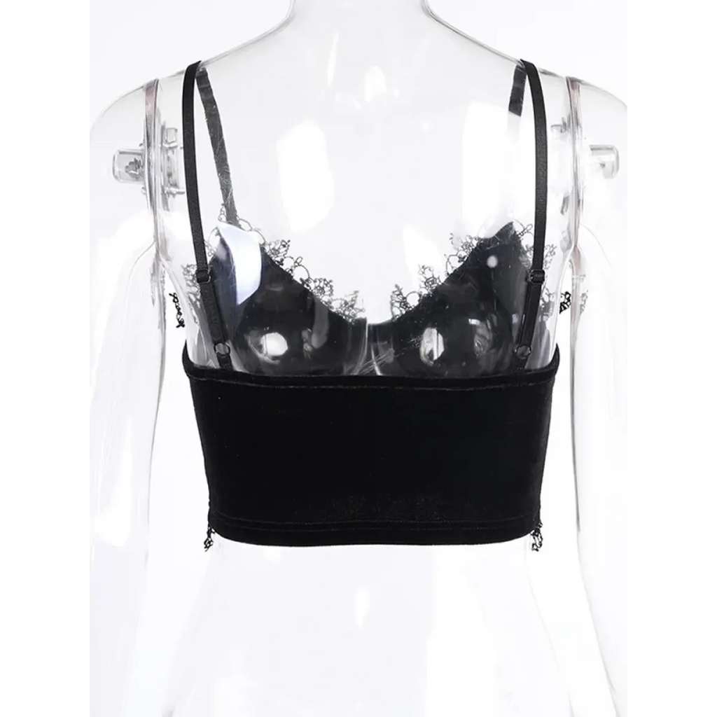 Gothic Velvet Lace Trim Crop Top - Women’s Clothing & Accessories - Tops - 4