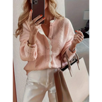 Lace Trim Knit Cardigan Sweater – Elegant Fall Layer - Sweaters - Cardigan - 1