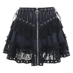 Gothic Lace-Up Corset Skirt – Kawaii Harajuku Punk Ruffle Mini Skirt - Bottoms - Skirts - 2