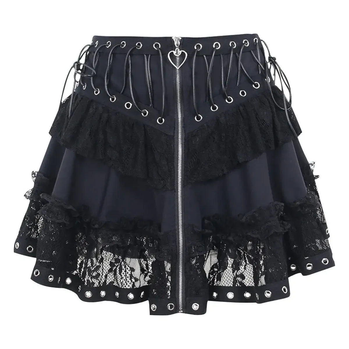 Gothic Lace-Up Corset Skirt – Kawaii Harajuku Punk Ruffle Mini Skirt - Bottoms - Skirts - 2