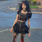 Gothic Lace-Up Corset Skirt – Kawaii Harajuku Punk Ruffle Mini Skirt - Bottoms - Skirts - 6