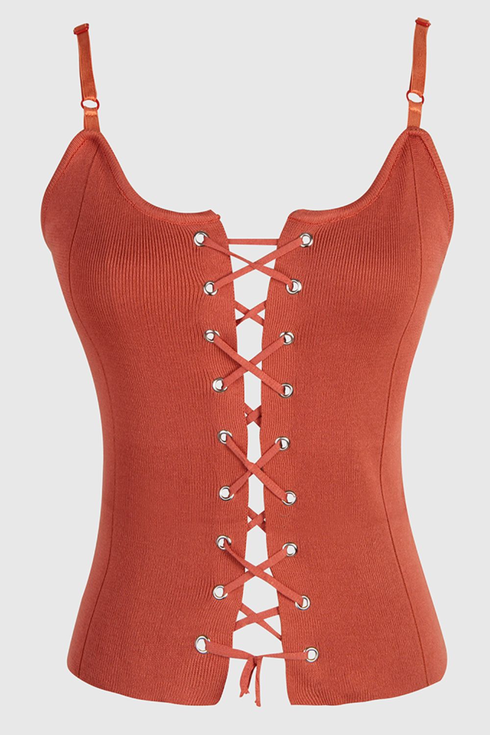 Lace-Up Knit Cami - Red / One Size - Tops & Tees - Shirts & Tops - 7 - 2024