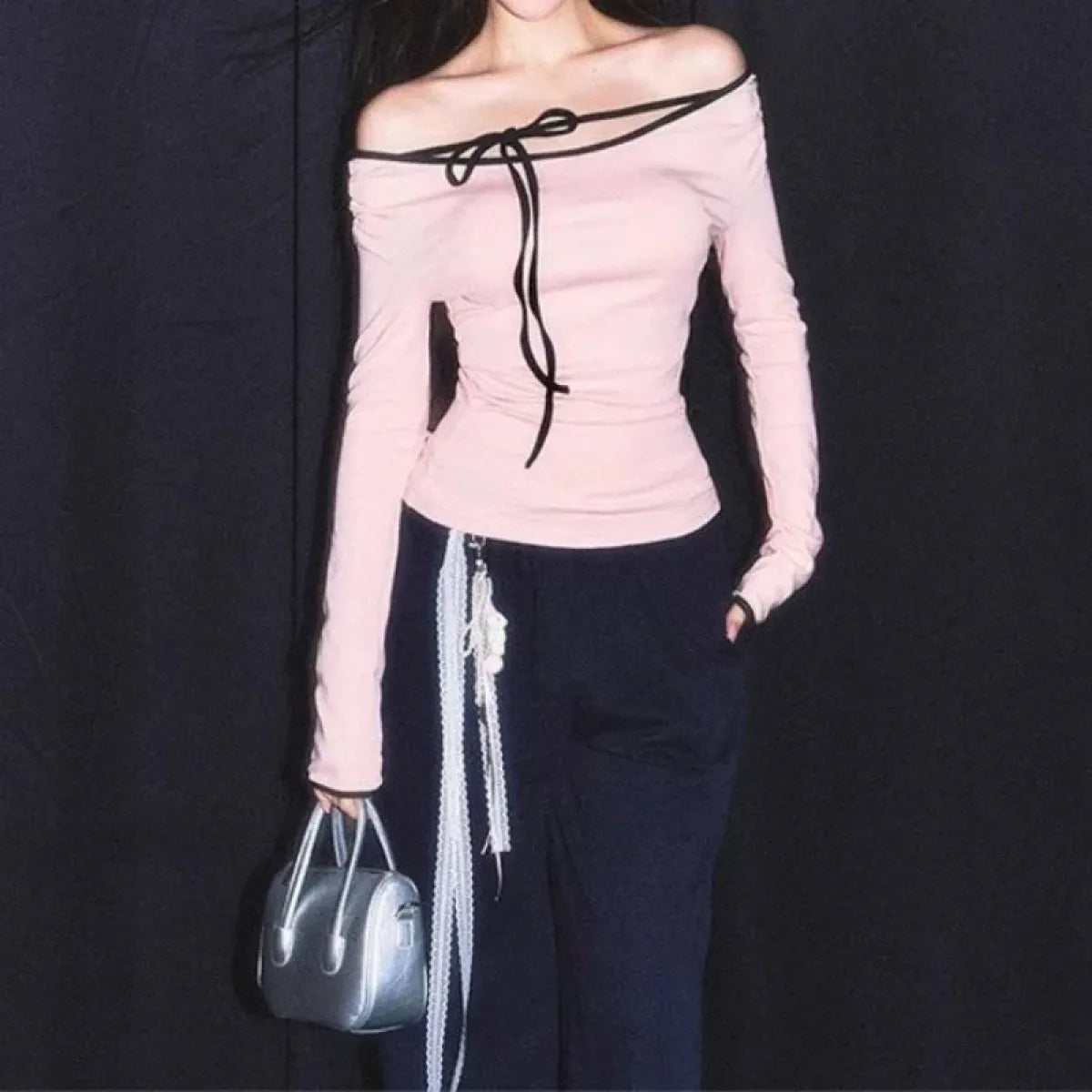 Sweet Off Shoulder Lace Up Tee - T-Shirts - T-Shirts - 3