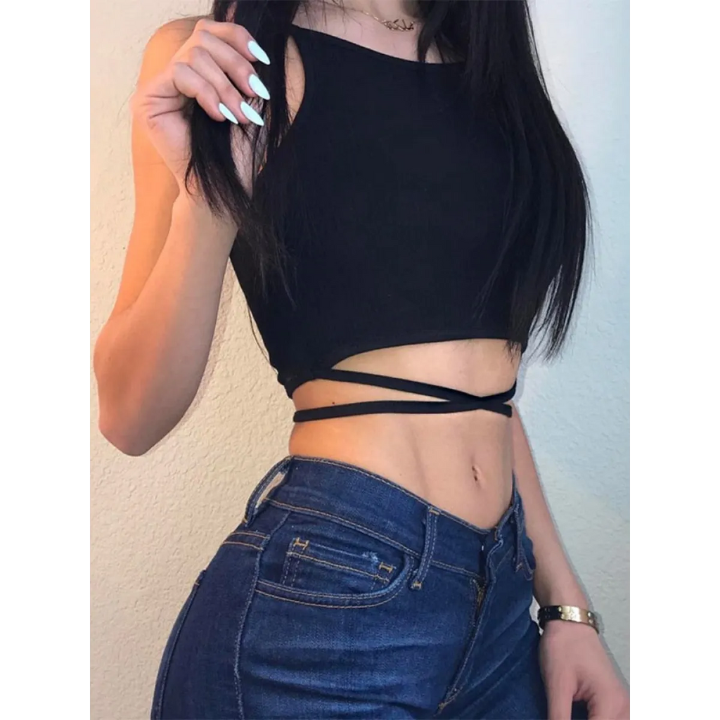 Sexy Lace-Up Sleeveless T-Shirt - T-Shirts - Shirts & Tops - 1 - 2024