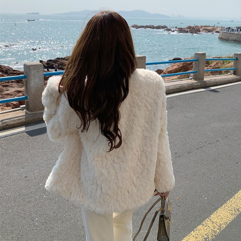 Korean Fashion Lamb Wool Coats - Women’s Clothing & Accessories - Shirts & Tops - 1 - 2024