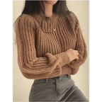 Lantern Long Sleeve Sweater - Vintage Korean Chic Fashion - Sweaters - 5