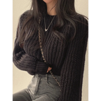 Lantern Long Sleeve Sweater - Vintage Korean Chic Fashion - Sweaters - 10