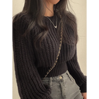 Lantern Long Sleeve Sweater - Vintage Korean Chic Fashion - Sweaters - 6