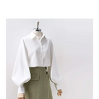 Lantern Sleeve Blouse – Elegant Vintage Button-Up Shirt - T-Shirts - Long - Shirt - Blouses - 10
