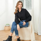 Lantern Sleeve Blouse – Elegant Vintage Button-Up Shirt - T-Shirts - Long - Shirt - Blouses - 4