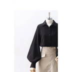 Lantern Sleeve Blouse – Elegant Vintage Button-Up Shirt - T-Shirts - Long - Shirt - Blouses - 8