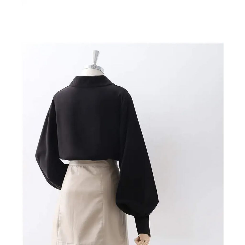 Lantern Sleeve Blouse – Elegant Vintage Button-Up Shirt - T-Shirts - Long - Shirt - Blouses - 9
