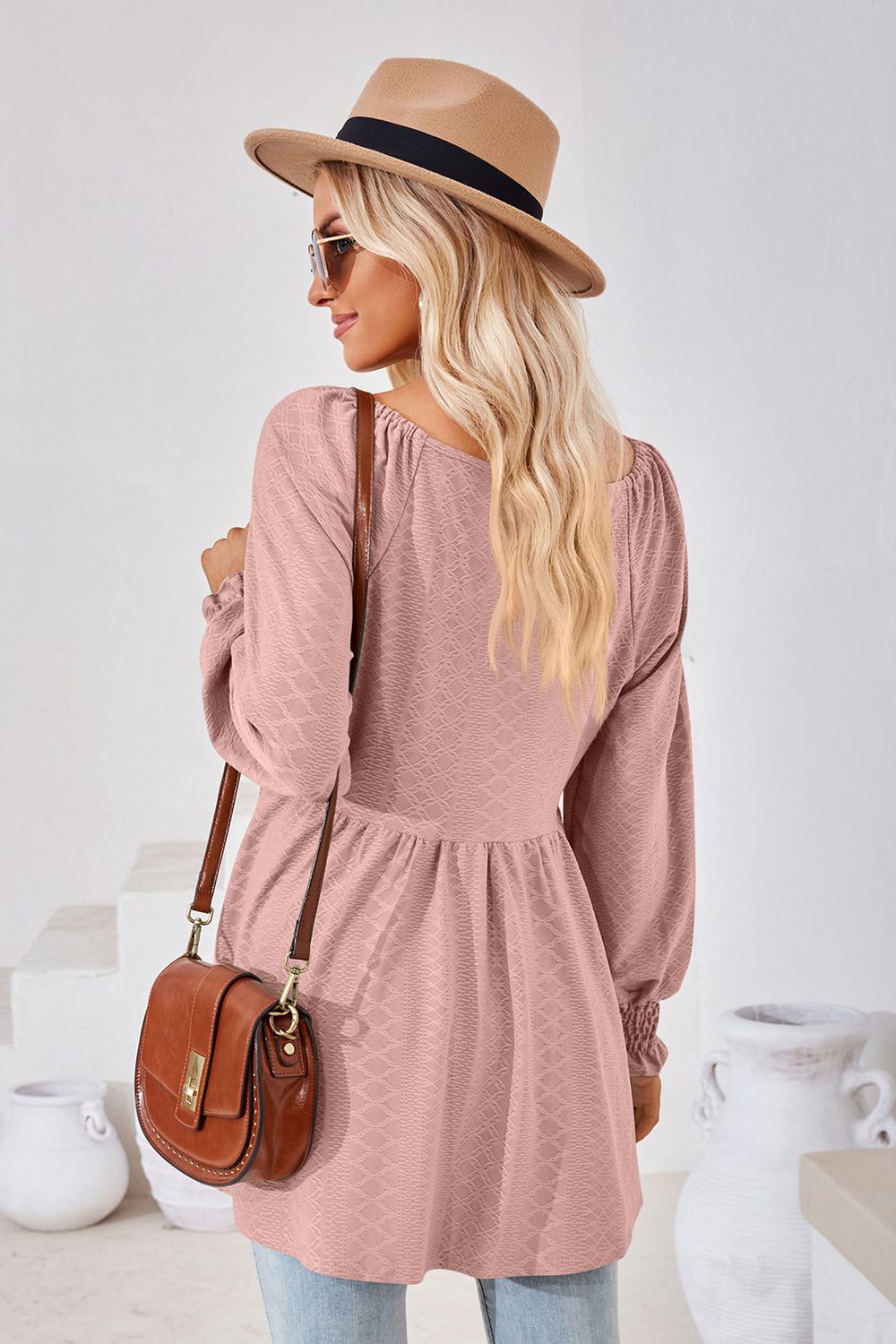 V-Neck Lantern Sleeve Blouse - Women’s Clothing & Accessories - Shirts & Tops - 12 - 2024