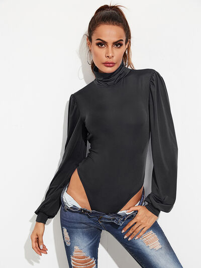 Backless Tie-Waist Turtleneck Lantern Sleeve Bodysuit - Women’s Clothing & Accessories - Shirts & Tops - 3 - 2024