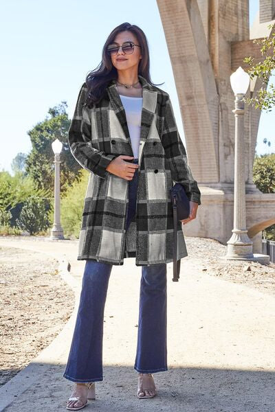 Plaid Button Up Lapel Collar Coat - Black / S - All Products - Shirts & Tops - 20 - 2024