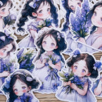 22Pcs Lavender Girl Waterproof Stationery Stickers - Stickers - 4