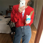 Lavender Knit Button-Up O-Neck Cardigan - Women’s Clothing & Accessories - Cardigan - 7