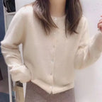 Lavender Knit Button-Up O-Neck Cardigan - Women’s Clothing & Accessories - Cardigan - 4