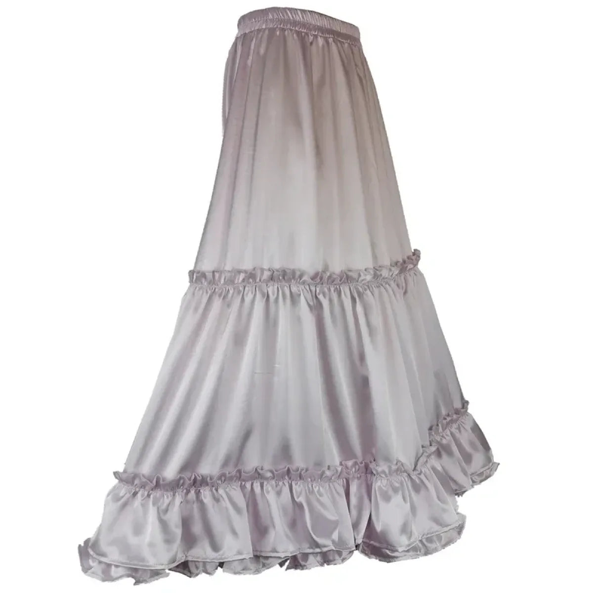 Lavender Satin Tiered Lolita Skirt – Ruffled Elegant Goth - Bottoms - Skirts - 2