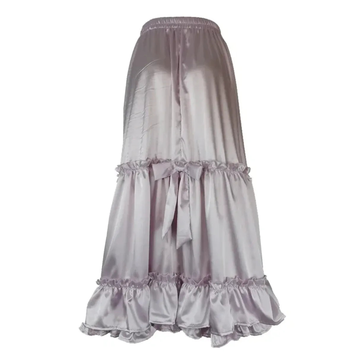 Lavender Satin Tiered Lolita Skirt – Ruffled Elegant Goth - Bottoms - Skirts - 3