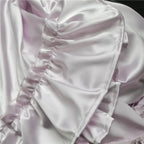 Lavender Satin Tiered Lolita Skirt – Ruffled Elegant Goth - Bottoms - Skirts - 4