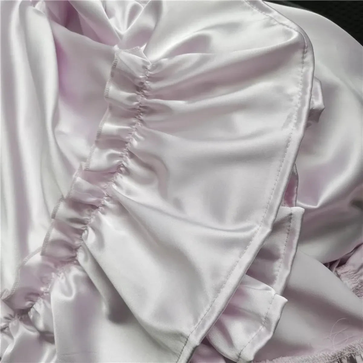 Lavender Satin Tiered Lolita Skirt – Ruffled Elegant Goth - Bottoms - Skirts - 4