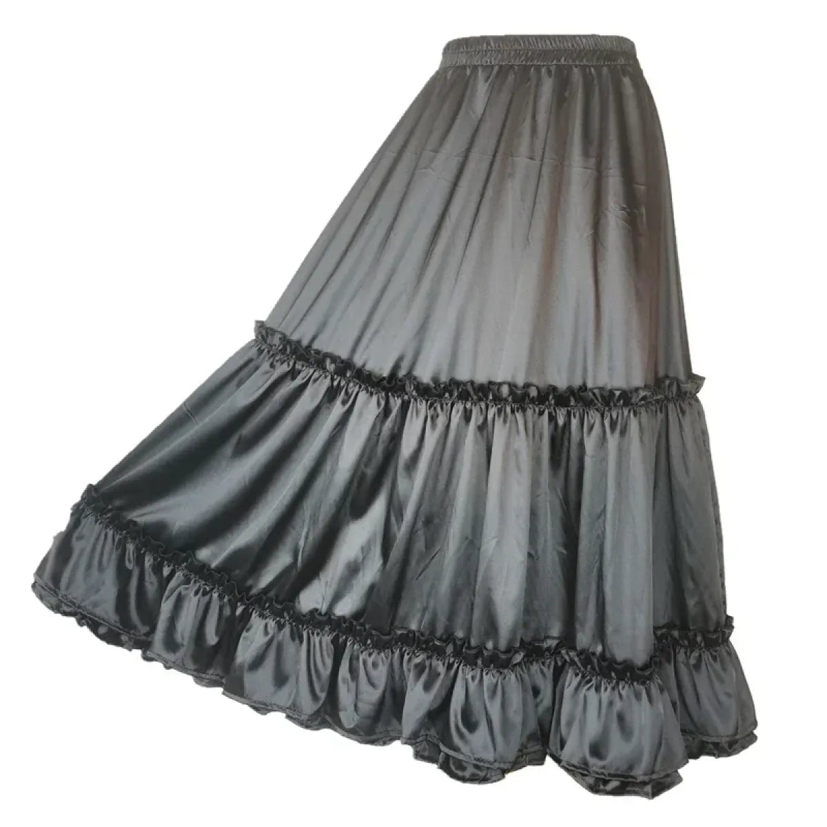 Lavender Satin Tiered Lolita Skirt – Ruffled Elegant Goth - Bottoms - Skirts - 7