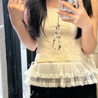 Layered Lace Mini Skirt – Y2K E-Girl High Waist Ruched Hem - Bottoms - Short - Skirts - 4