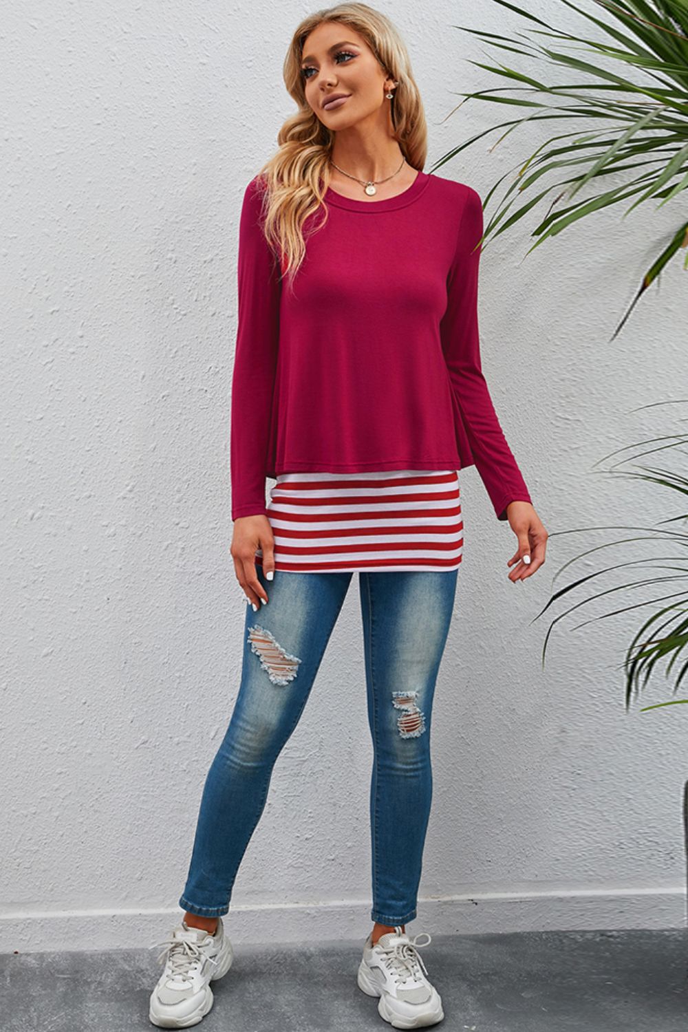 Layered Long Sleeve Top - T-Shirts - Shirts & Tops - 6 - 2024