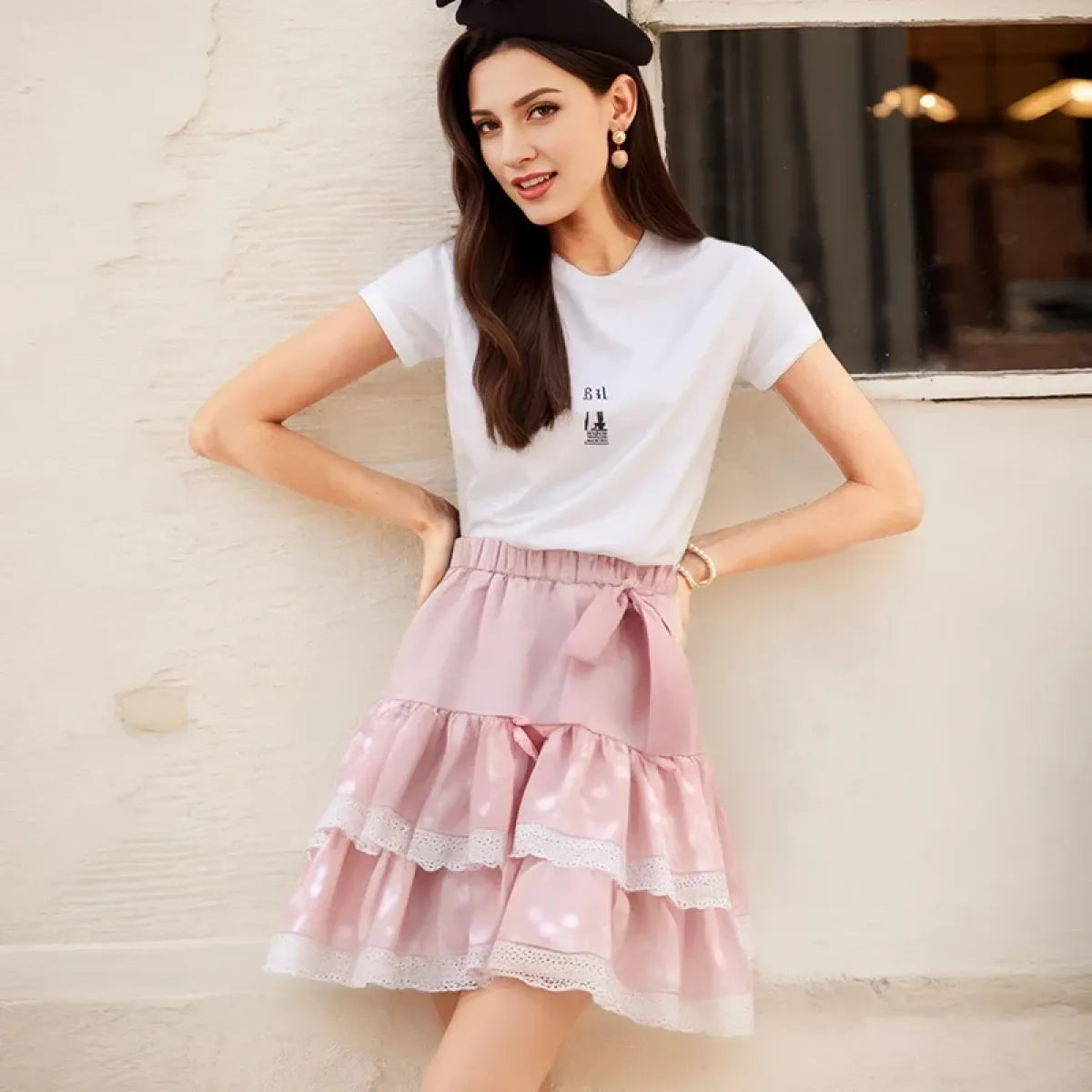 Layered Ruffle Skirt – Kawaii Sweet Lolita Bow Lace - Bottoms - Skirts - 3