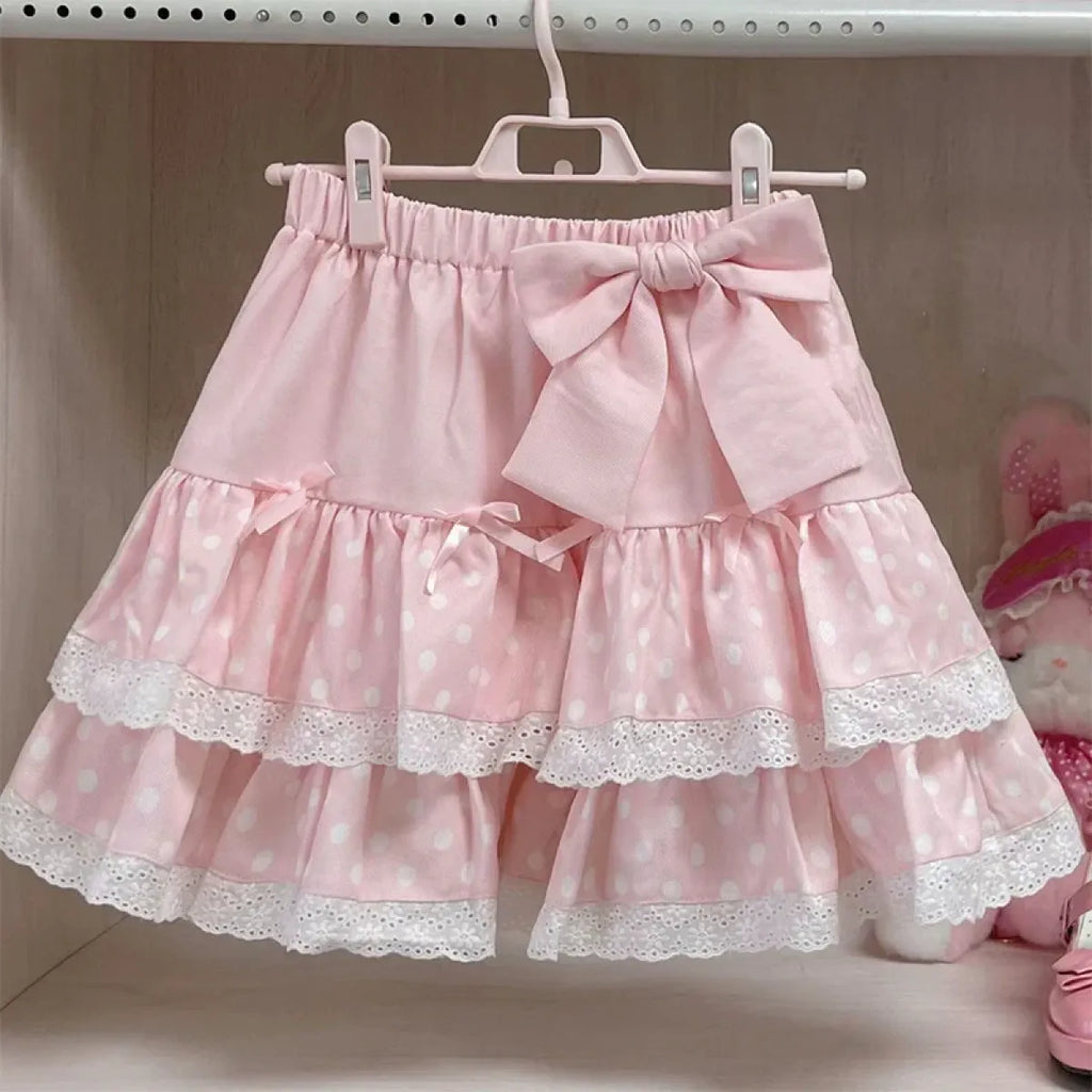 Layered Ruffle Skirt – Kawaii Sweet Lolita Bow Lace - Bottoms - Skirts - 6