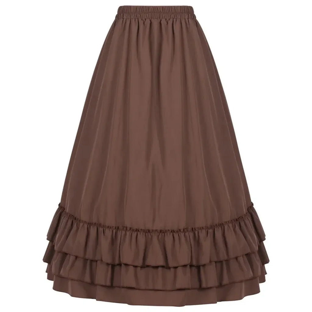 Layered Steampunk Skirt – Victorian Ruffles Cosplay Gothic - Bottoms - Skirts - 2