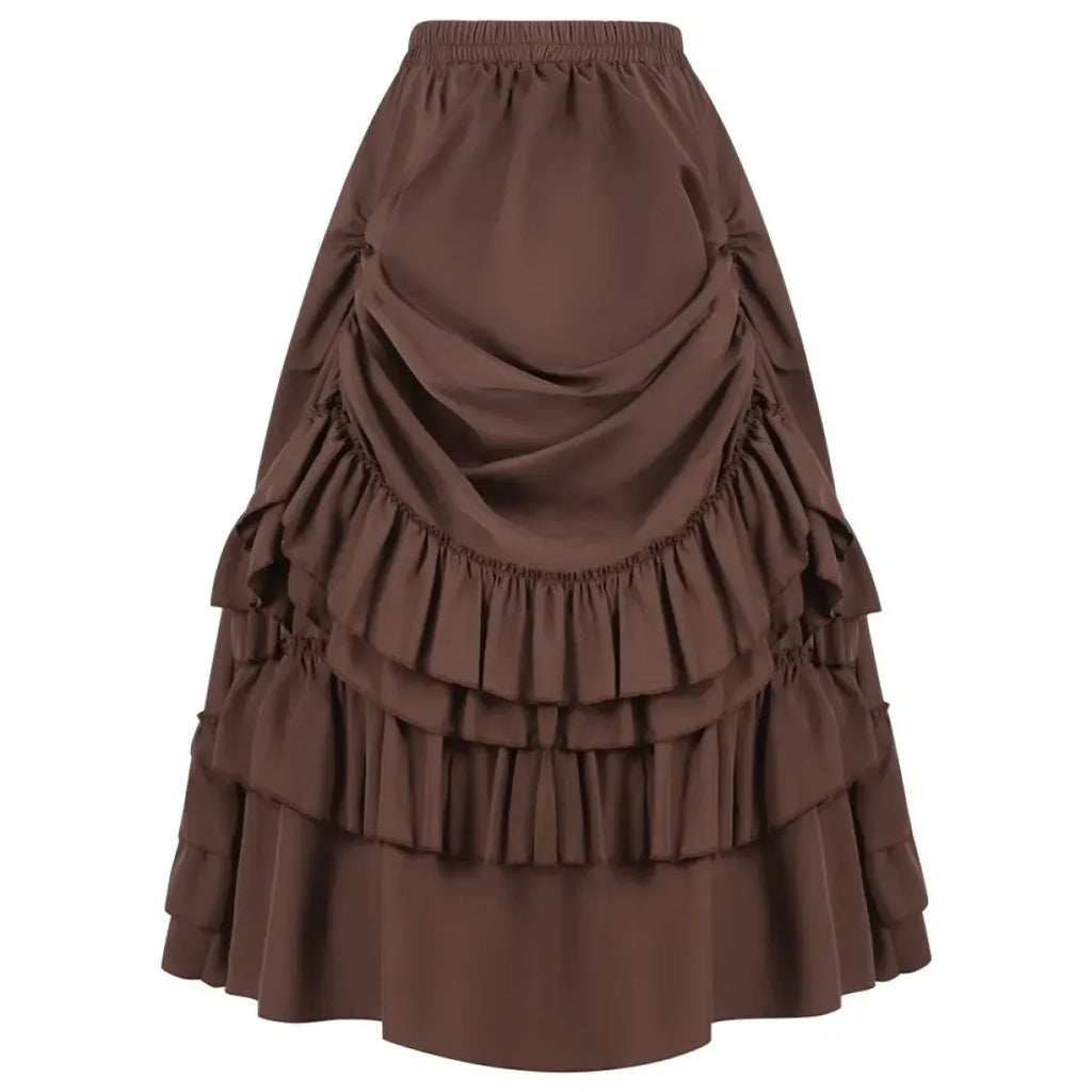 Layered Steampunk Skirt – Victorian Ruffles Cosplay Gothic - Bottoms - Skirts - 4