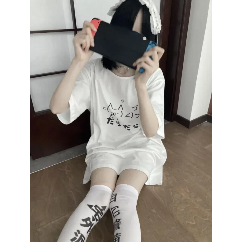 Kawaii ’Lazy Cat’ T-Shirt - T-Shirts - 3